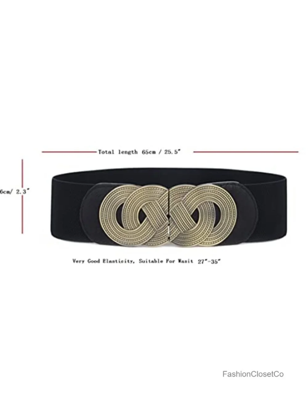 3 Pack Women's Vintage Wide Elastic Stretch Waist Belt with Metal Buckle
